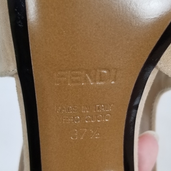 Fendi Beige Crystals Sandals Heels Pumps size 37.5 - Picture 10 of 11